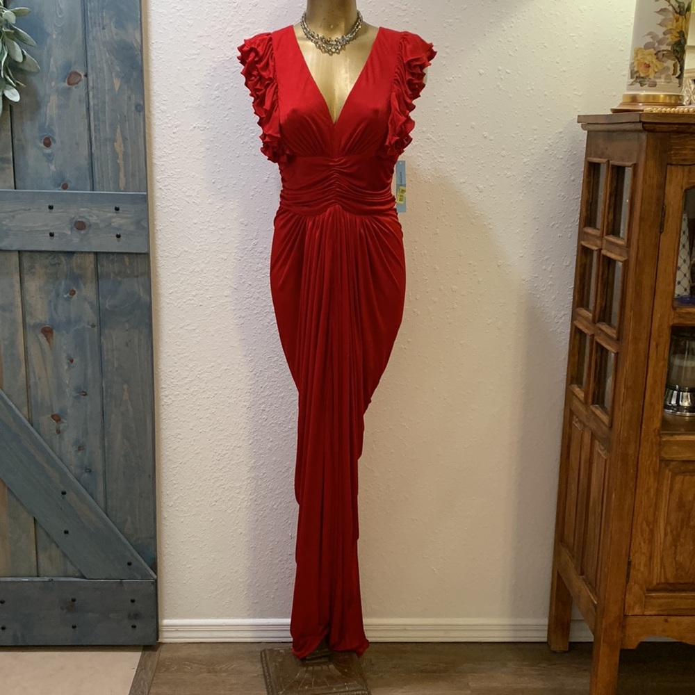 Antonio Melani Red Maxi Dress - semi formal - size Med. - Goddess Style